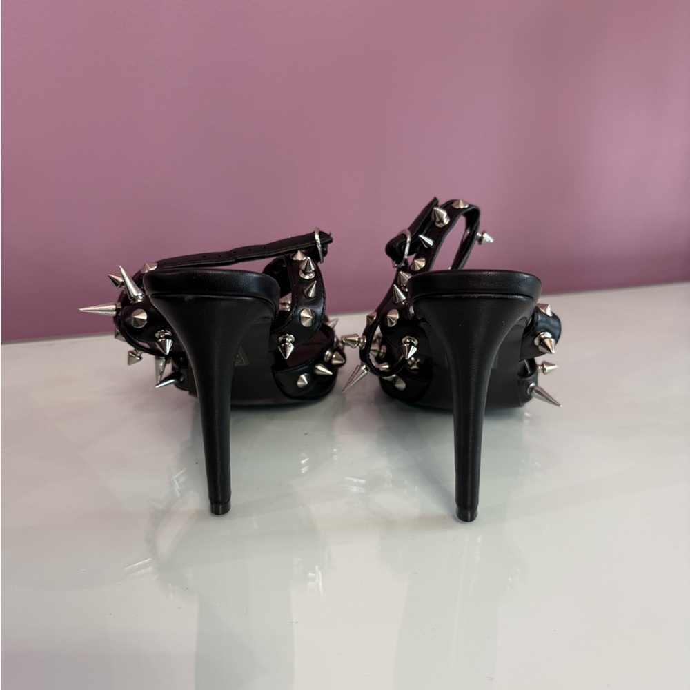 Studded Black Ankle-Strap azalea wang vasko heels - Picture 8 of 10
